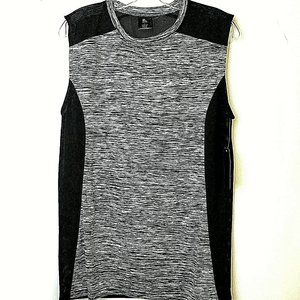 R8 Activewear Women Top Sport Shirt Athletic S Black Silver Fish Net Back NWT